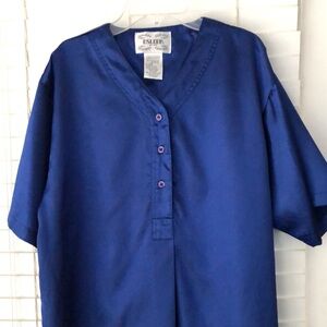 ESLEEP New York Sleep Shirt Blue Satin SZ L